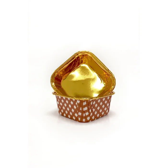 Supertrend Muffin Kek Kapsülü Kare Pötikare Kırmızı-Altın 25li