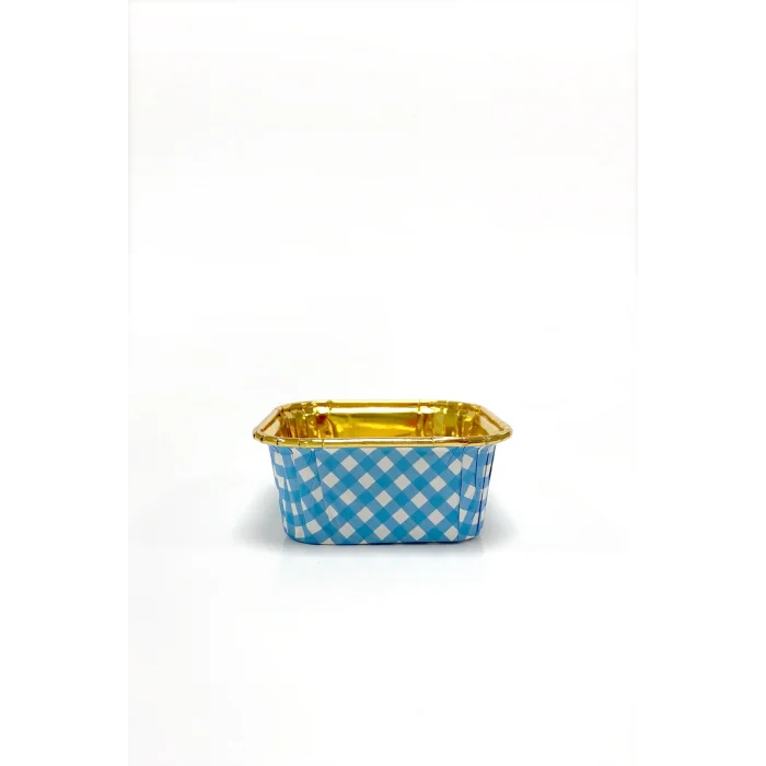 Supertrend Muffin Kek Kapsülü Kare Pötikare Mavi-Altın 25li