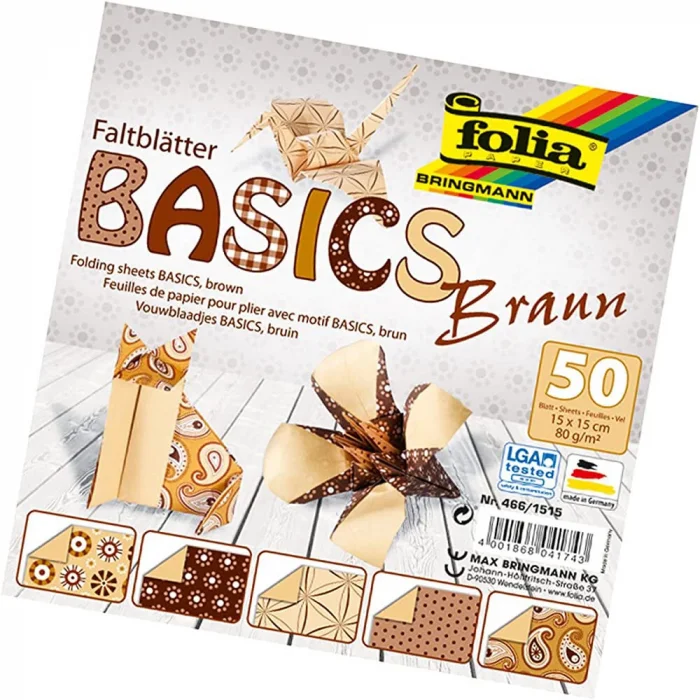 Supertrend Origami Kağıdı 15x15 cm. 5 Desen 50 Yaprak Basic Kahve