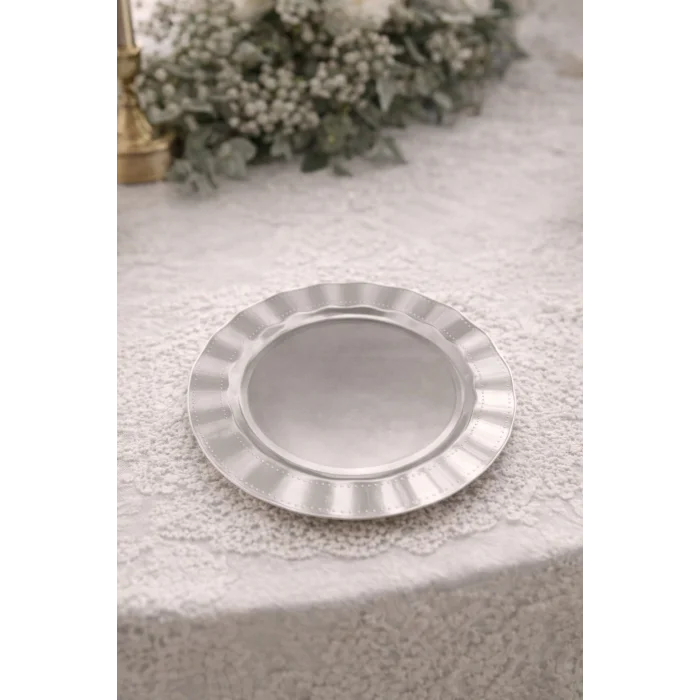 Supertrend Plastik Kalın Tabak Büyük 26 cm Gümüş 6 Adet