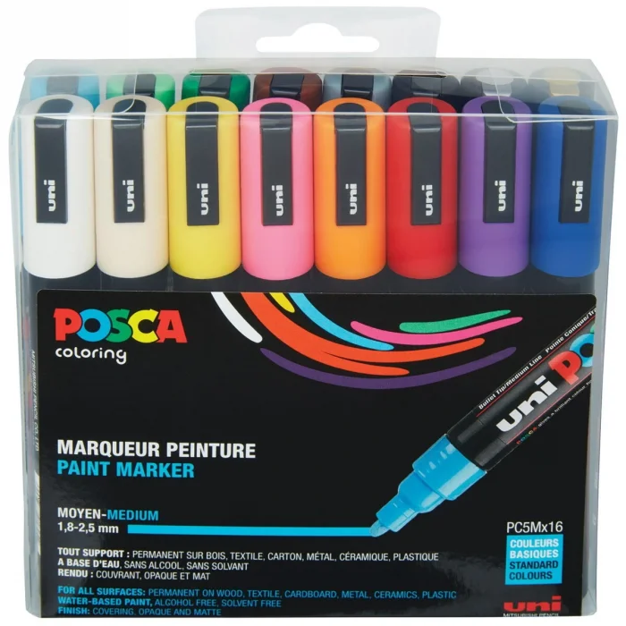 Supertrend Posca PC-5M 1.8-2.5 Su Bazlı Boyama Markörü Seti 16 RENK