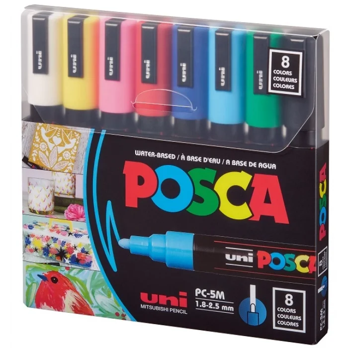 Supertrend Posca PC-5M 1.8-2.5 Su Bazlı Boyama Markörü Seti Ana Renkler 8 RENK