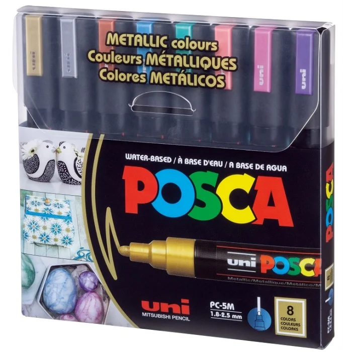 Supertrend Posca PC-5M 1.8-2.5 Su Bazlı Boyama Markörü Seti Metalik Renkler 8 RENK
