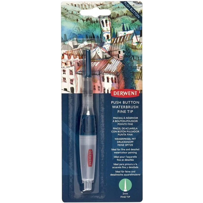 Supertrend Push Button Waterbrush Akış Kontrollü Su Hazneli Sulu Boya Fırçası Fine Tip (İnce Uç)