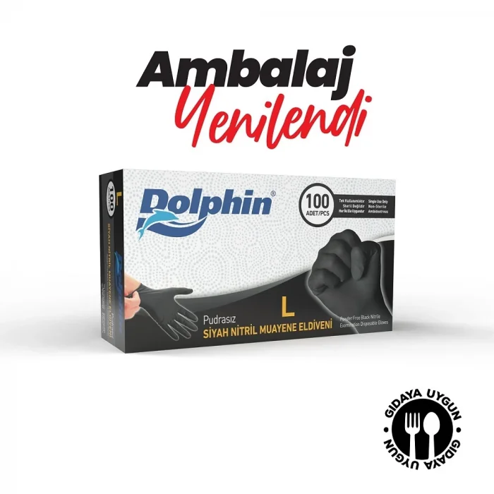 Supertrend Siyah Çok Amaçlı Nitril Muayene Eldiveni L Beden 100 Adet - MDR