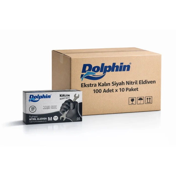 Supertrend Siyah Nitril Eldiven Pudrasız Ekstra Kalın M Beden 100 Adet x 10 Paket (%20 KDVli)