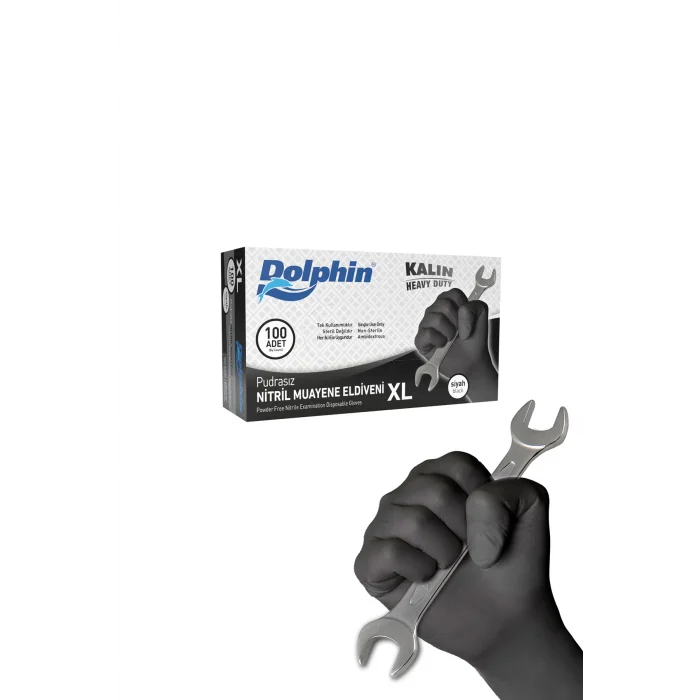 Supertrend Siyah Nitril Eldiven Pudrasız Ekstra Kalın XL 100 Adet