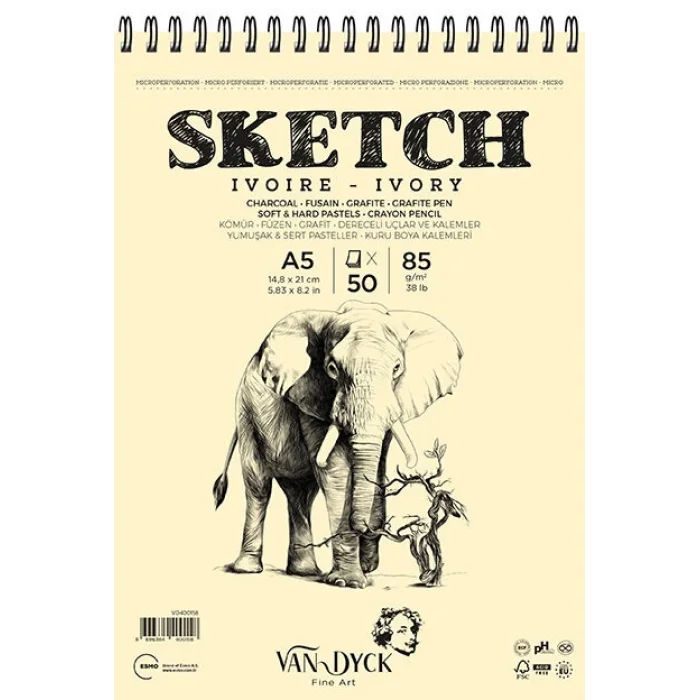 Supertrend Sketch Ivory(Fildişi) Eskiz Çizim Defteri Üstten Spiralli 85 gr. A5 50 yp.