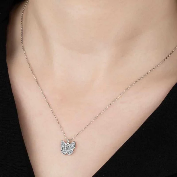 Supertrend Swa Taşlı Gümüş Kelebek Kolye
