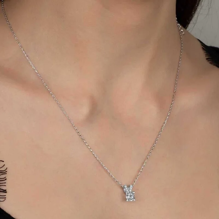 Supertrend Swa Taşlı Gümüş Tektaş Bayan Kolye