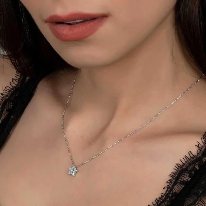 Supertrend Swa Taşlı Gümüş Yıldız Bayan Kolye