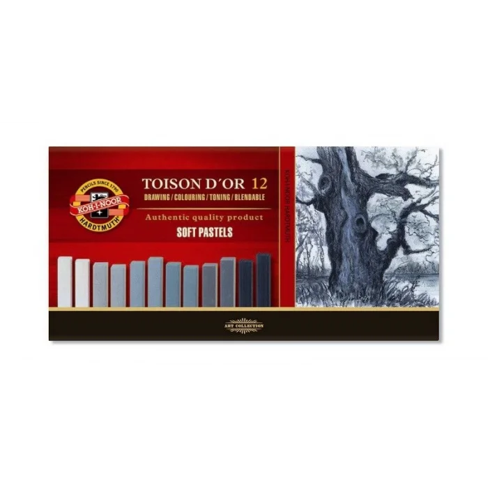 Supertrend Toison Dor Soft Pastel Boya Seti GRİ TONLAR 12 Renk (KÖŞELİ)