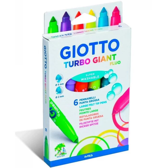 Supertrend Turbo Giant Keçeli Kalem 6 Renk Fosforlu Renkler