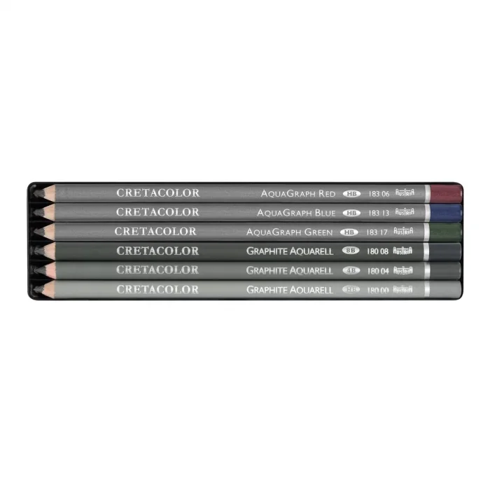 Supertrend Watercolor Graphite Pocket Set Sulandırılabilir Karakalem Eskiz Çizim Kalemi Seti 6lı Metal Kutu