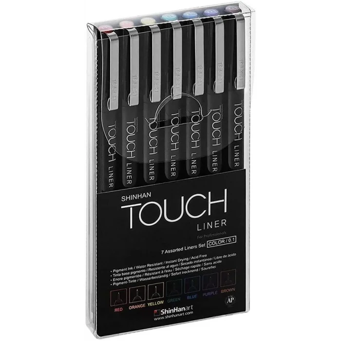 Touch Liner Çizim Kalemi Seti 0.1 mm. 7 RENK