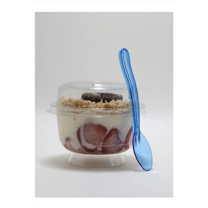 Transparan Parlak Mavi Dalgalı Dondurma-Tatlı Kaşık 50li