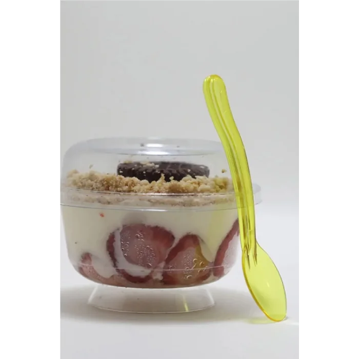 Transparan Parlak Sarı Dalgalı Dondurma-Tatlı Kaşık 50li