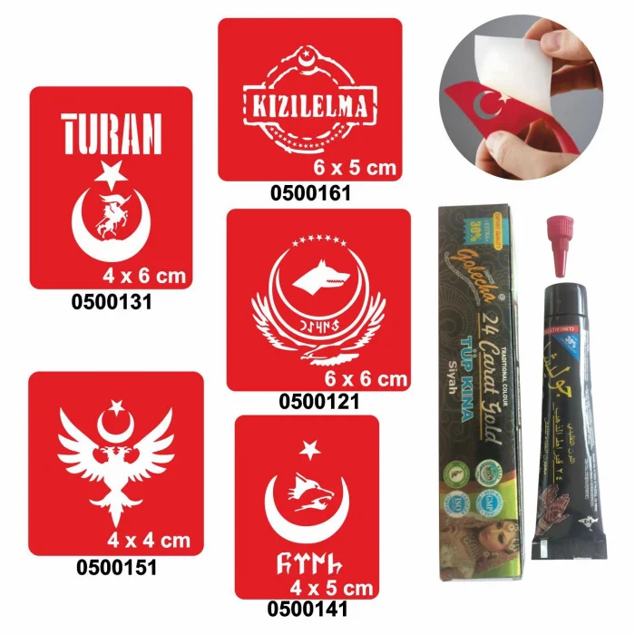 Türkçülük Sembolleri  Hint Kınası ile Geçici Dövme Yapma Seti