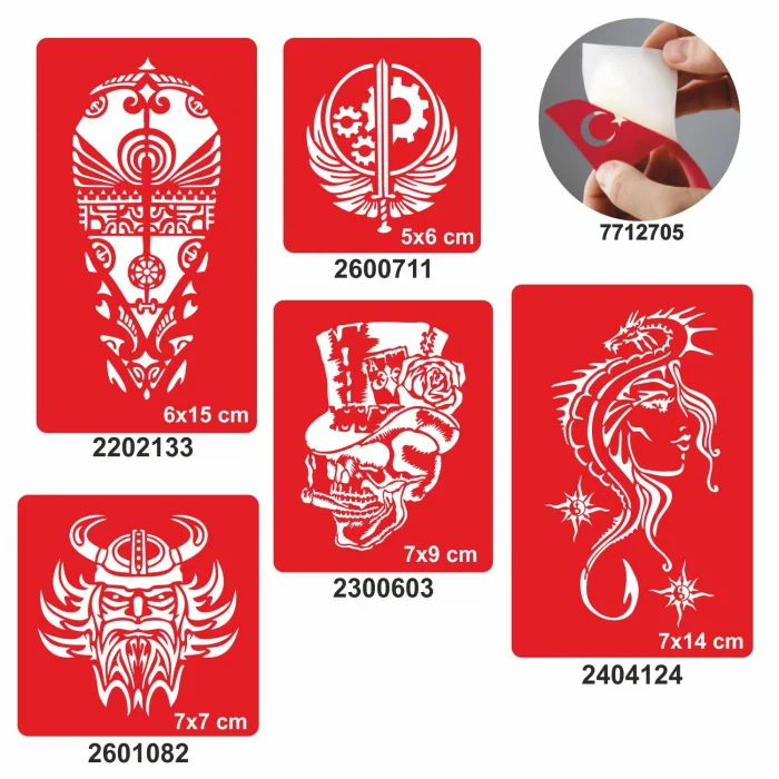 Ütopya Dünya 5 li Set Geçici Dövme Kına Şablonu