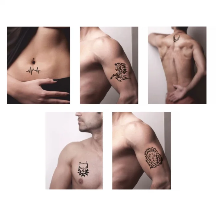 Vahşi Hayvan Desenleri Hint Kınası ile Geçici Dövme Yapma Seti