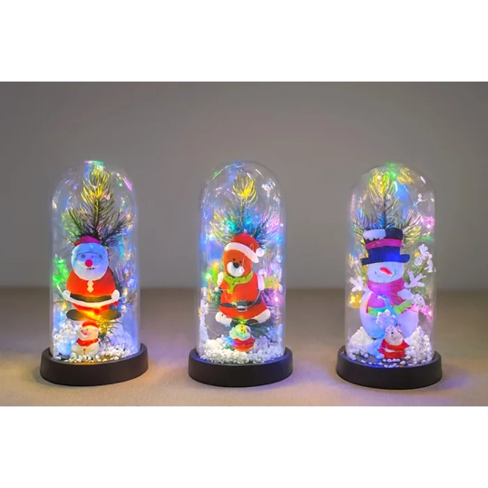 Yılbaşı Temalı Işıklı  Dekoratif Cam Fanus SPR5075