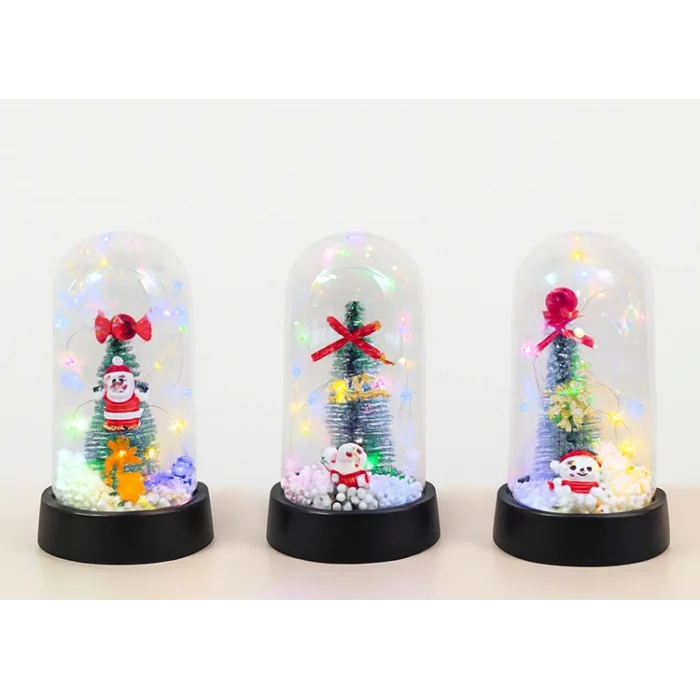 Yılbaşı Temalı Işıklı  Dekoratif Cam Fanus SPR5076