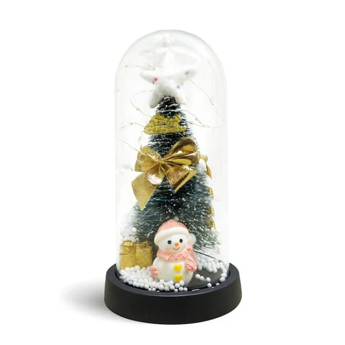 Yılbaşı Temalı Işıklı  Dekoratif Cam Fanus SPR5079