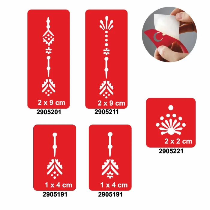 Zarif Parmaklar 5li Set Geçici Dövme Kına Şablonu