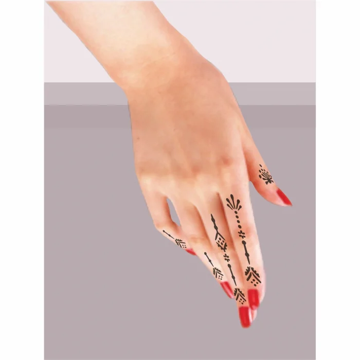 Zarif Parmaklar 5li Set Geçici Dövme Kına Şablonu