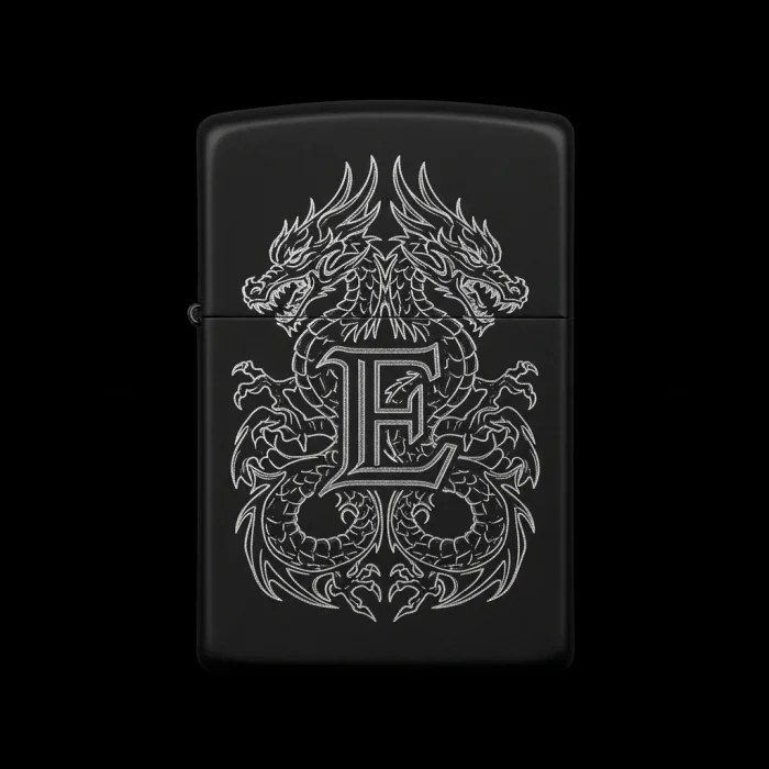 Benzinli Çakmak Ejderha Figürlü E Harfli Tasarım - V17