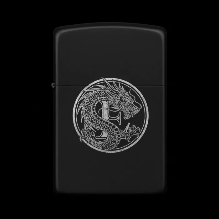 Benzinli Çakmak Ejderha Figürlü E Harfli Tasarım - V34