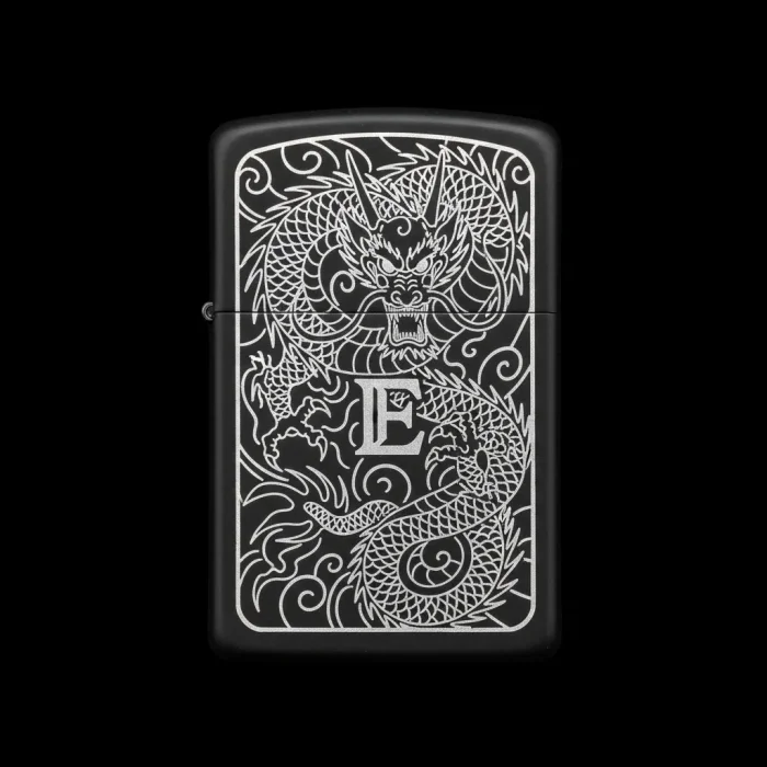 Benzinli Çakmak Ejderha Figürlü E Harfli Tasarım - V38