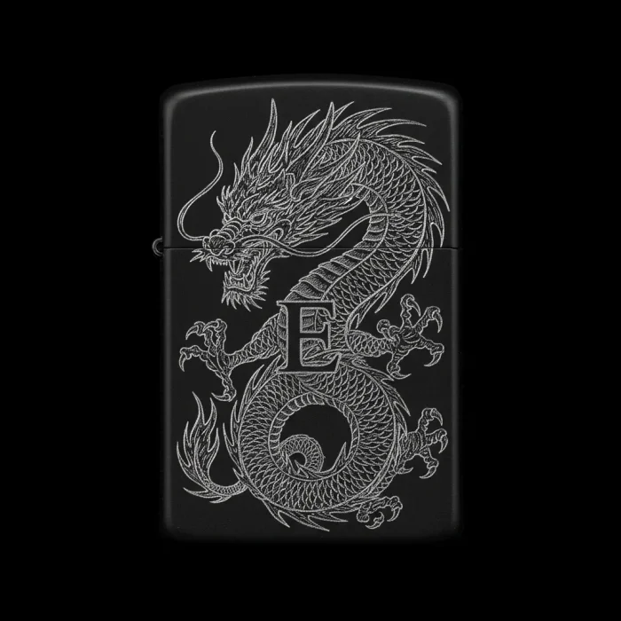 Benzinli Çakmak Ejderha Figürlü E Harfli Tasarım - V50