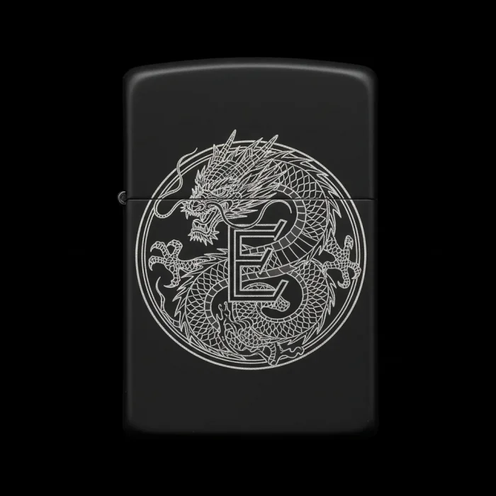 Benzinli Çakmak Ejderha Figürlü E Harfli Tasarım - V65