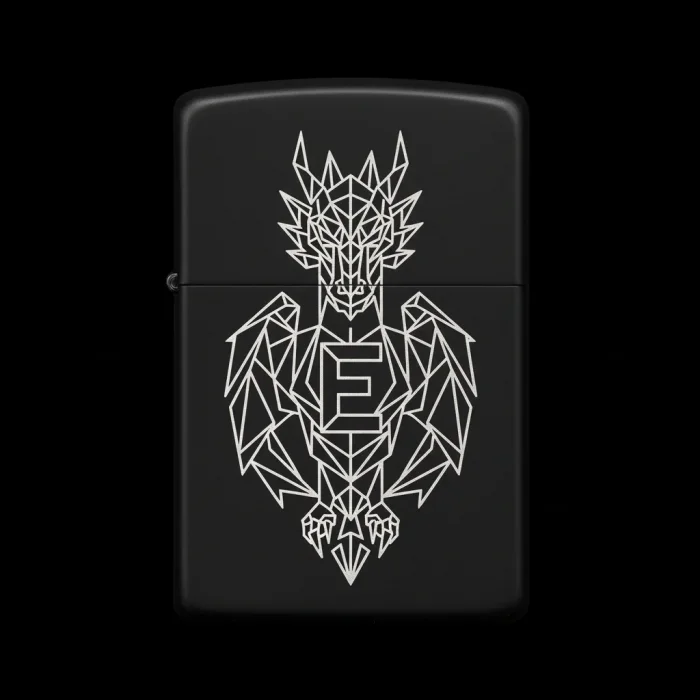 Benzinli Çakmak Ejderha Figürlü E Harfli Tasarım - V85