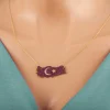 Supertrend Gümüş Gold Ay Yıldız Türkiye Haritası Kadın Kolye