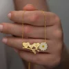 Supertrend ​gümüş Gold Kişiye Özel Kalpli Papatya Kolye