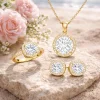 Supertrend Gümüş Gold Yuvarlak Montür Tek Taş Kadın Set
