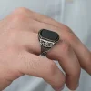 Supertrend ​gümüş Oniks Taşlı Desenli Erkek Yüzük