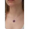 Supertrend Gümüş Rose Mor Lotus Çiçeği Kolye