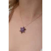 Supertrend Gümüş Rose Mor Lotus Çiçeği Kolye