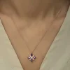 Supertrend Gümüş Rose Mor Taşlı Umut Çiçeği Kolye