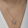 Supertrend ​gümüş Rose Renkli Taşlı Çiçek Kadın Kolye