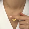 Supertrend Gümüş Rose Sarı Kaplangözü Taşlı Kelebek Kolye