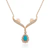 Supertrend Gümüş Rose Turkuaz Taşlı Madalyon Bayan Kolye