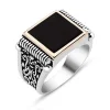 Supertrend Gümüş Siyah Taşlı Erkek Yüzük