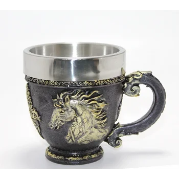 3D Kabartmalı At Büstü Paslanmaz Çelik Kupa Bardak TKN4478