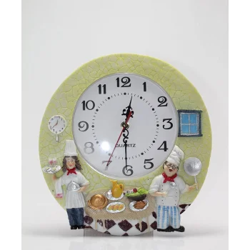 Duvara Asmalı Aşcı Tasarımlı Polyester Saat TKN1541