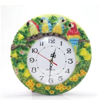 Duvara Asmalı Papağanlı Polyester Saat TKN1537