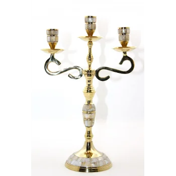 Pirinç Sedefli 3Lü Şamdan 18912